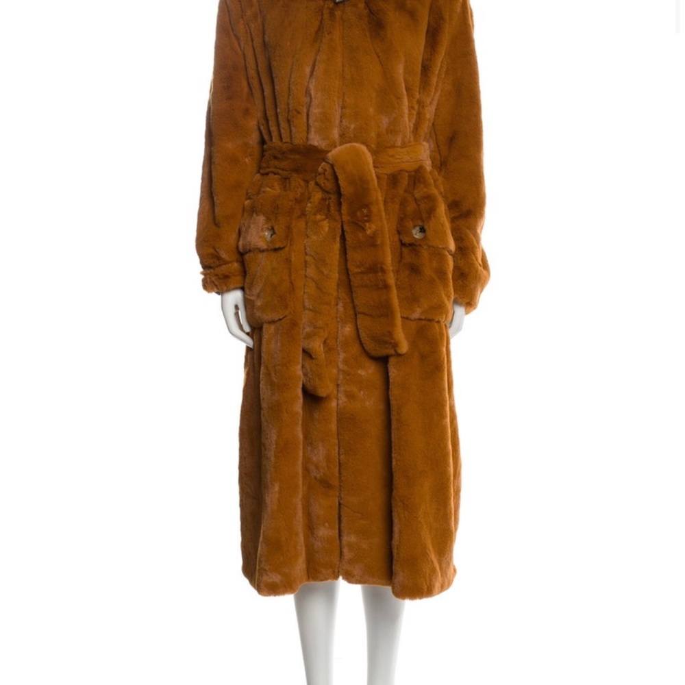 GOLDEN GOOSE Luxurious Brown Faux Fur Coat